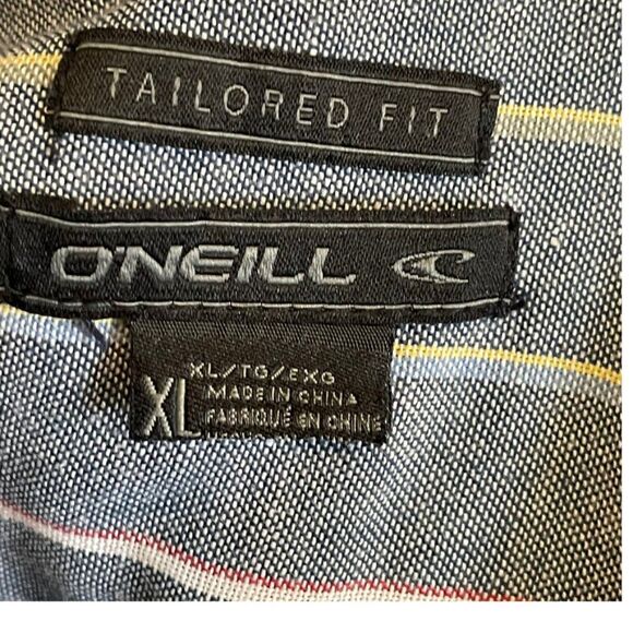 O'Neill Light Navy Striped Casual Short Sleeve Button Down Shirt, Size XL - Picture 5 of 8
